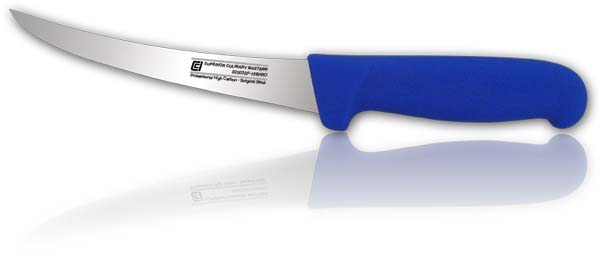 6" Curved Boning Knife, Semi-flex Blade, Blue Nylon Handle