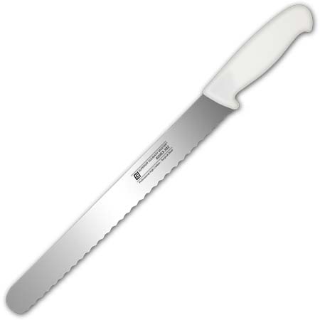 12"Slicer-Scalloped, WhiteAnti-Slip Handle