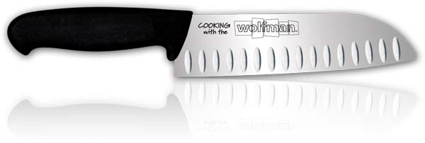 7" Santoku, Granton Bladewith Wolfman Logo