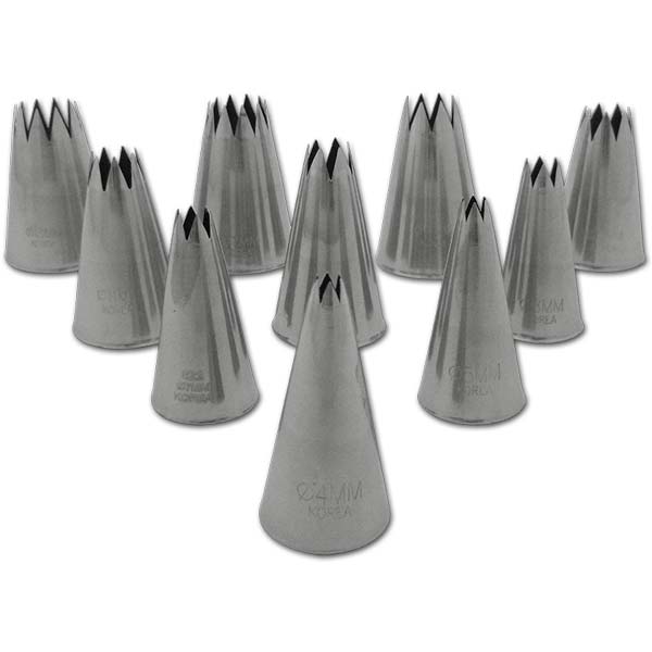 10 Piece Star Decorating Tube Set, Stainless Steel